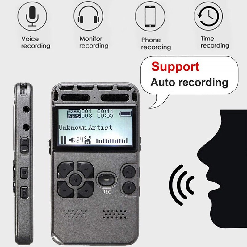 8 Gb Oplaadbare Lcd Digital Audio Sound Voice Recorder Draagbare Dictafoon MP3 Speler