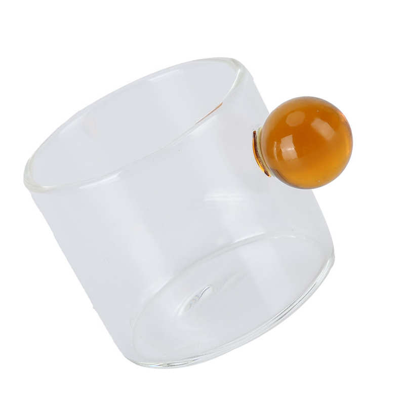 Tasse à thé en verre Transparent de 120ml, tasse à café résistante à la chaleur avec poignée en boule