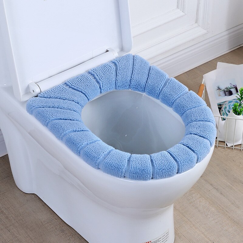 Toilet Seat Set Household Plush Winter Seasons Universal Toilet Seat Toilet Seat Toilet Seat Cover: Blue