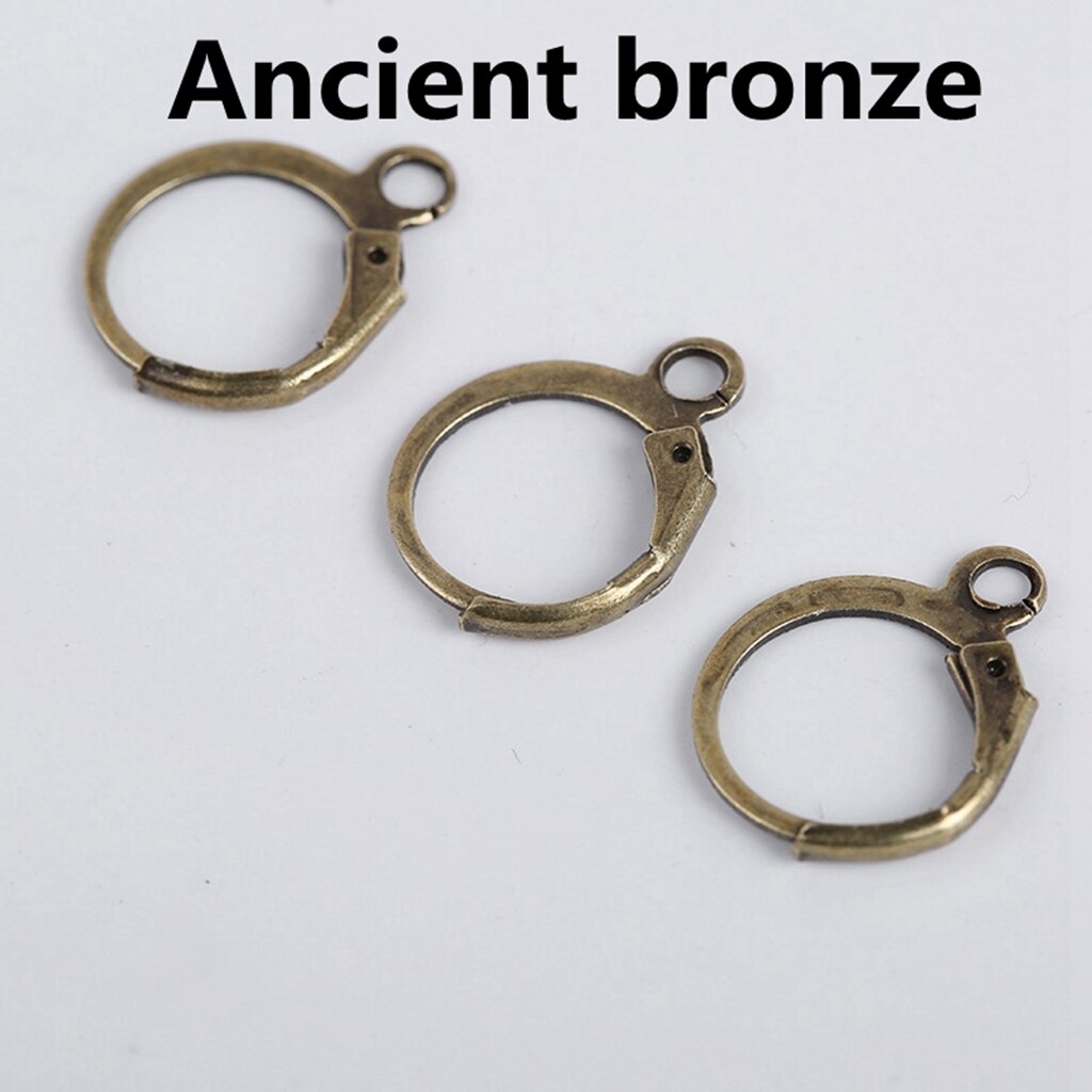 20 pz/lotto 14*12mm orecchini a molla ganci impostazioni filo cerchi di Base per gioielli che fanno forniture risultati gioielli fai da te accessori: Antique Bronze