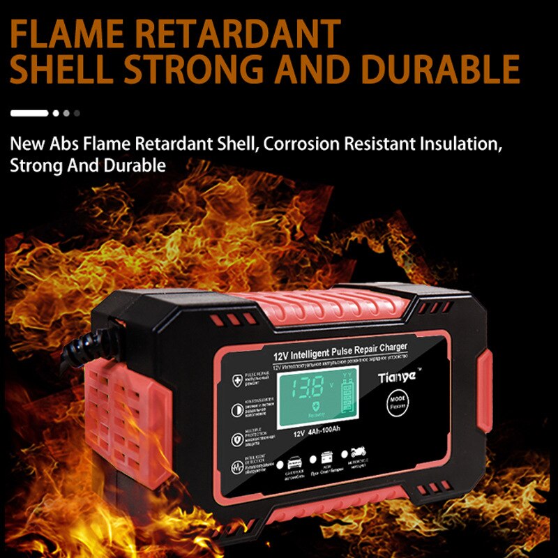 Car Battery Charger Digital LCD Display Full Automatic 12v Car Battery Charger Power Puls Repair Chargers Wet Dry Lead Acid