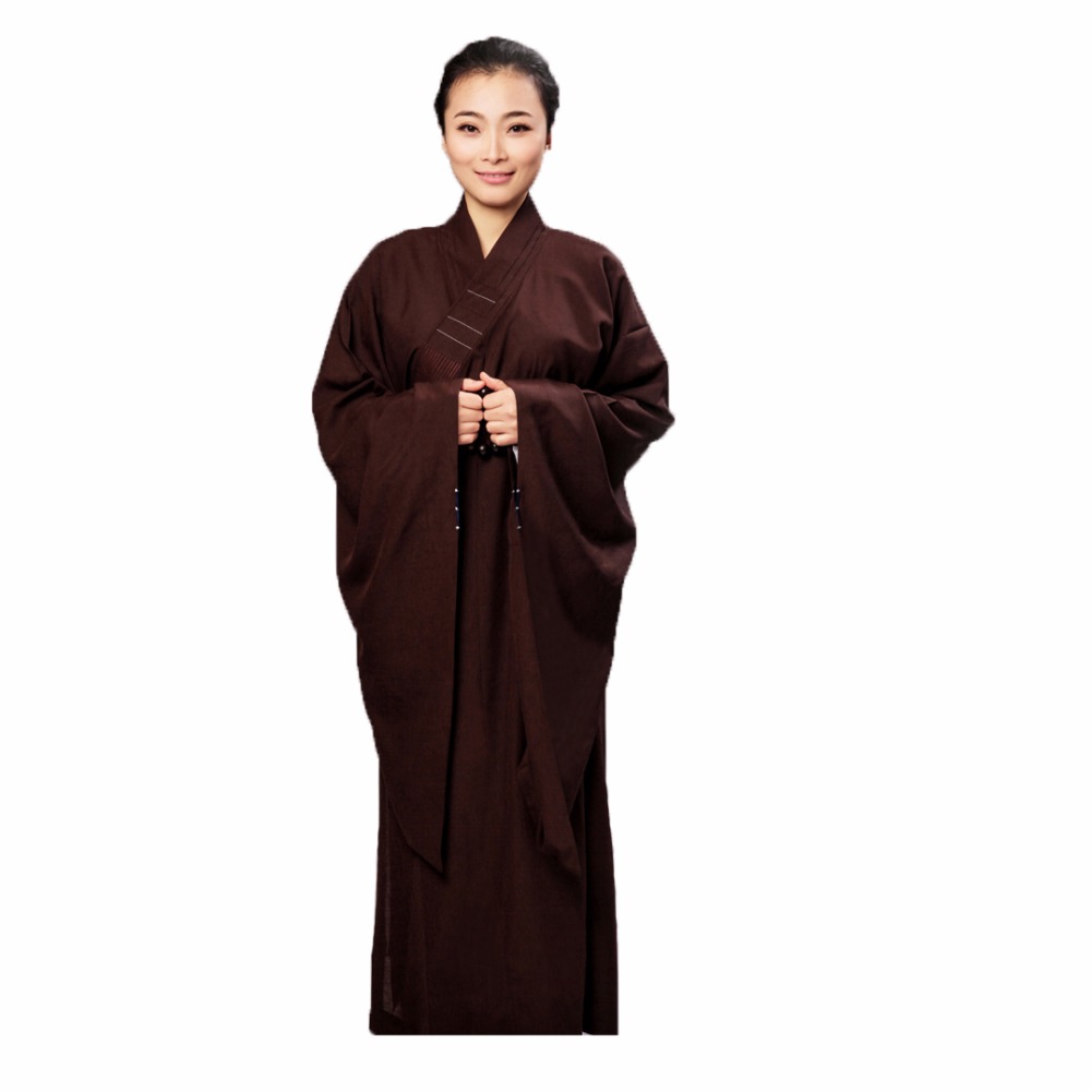 Unisex ogenomskinlig cambric lekmannamunk dräkt klädsel buddhism uniform