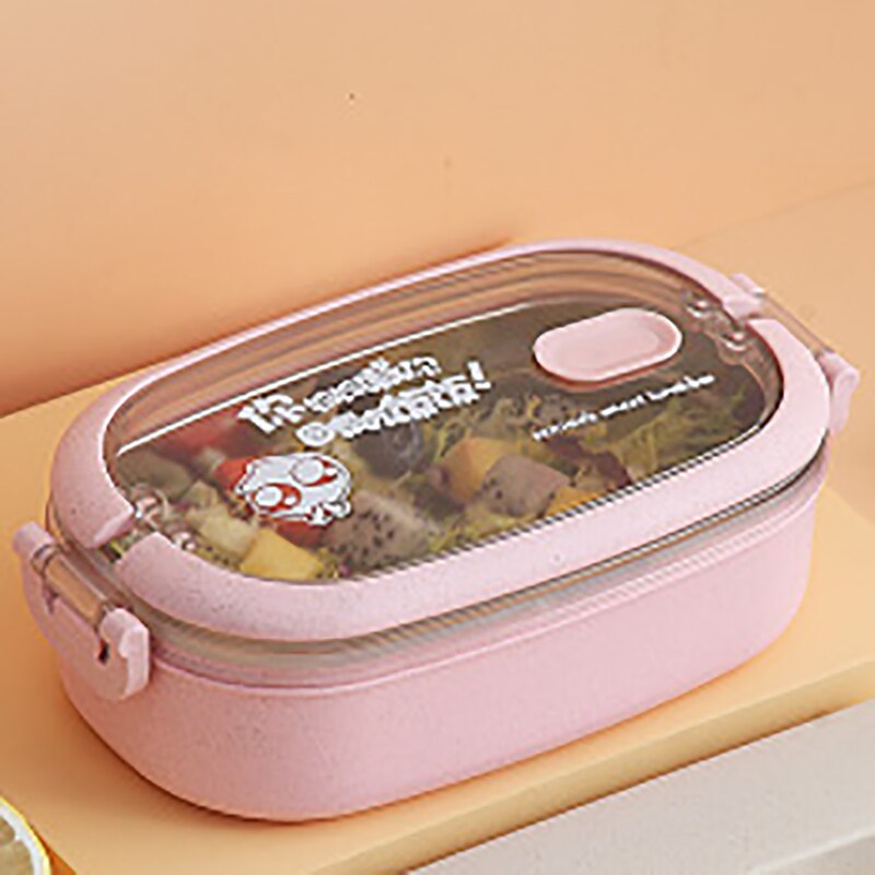 Draagbare Voedsel Container Lunchbox Student Kinderen Grote Capaciteit Laag Lunchbox 304 Rvs: Pink 1