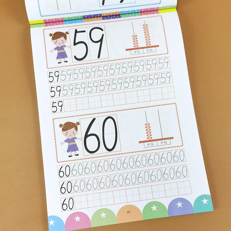Children Learning Numbers 0-100 Handwriting Practice Books ，3-6 years old Baby Writing Early Teaching Exercise Copybook