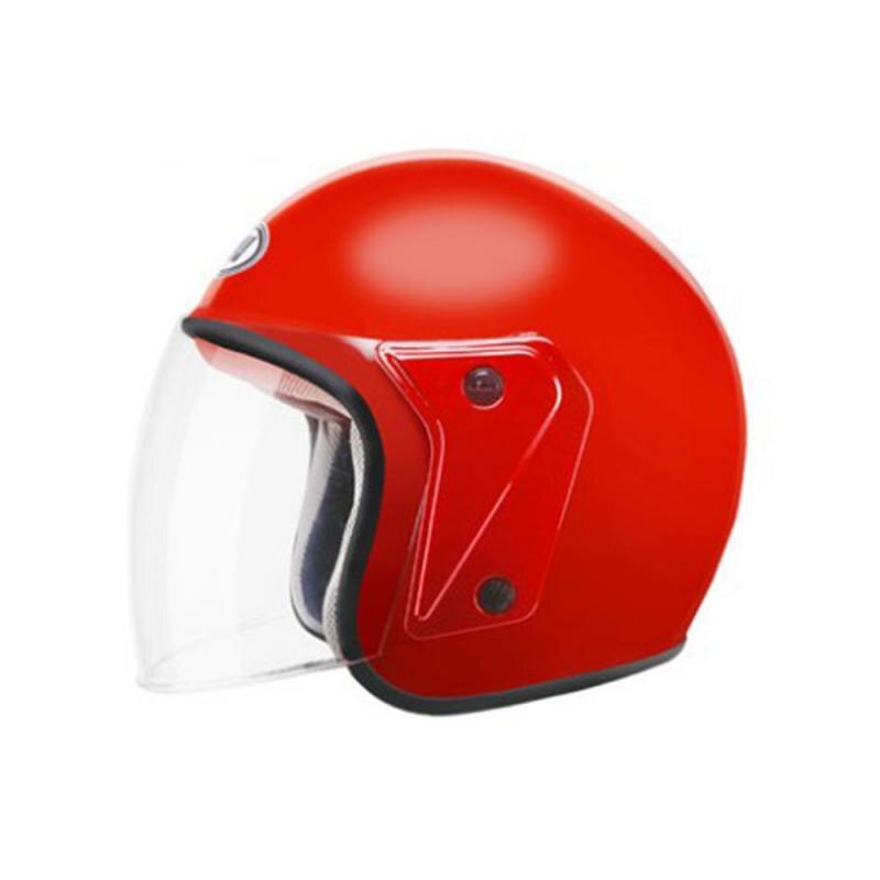 Unisex motorcykel hjelme elektrisk cykelhjelm åbent ansigt dobbelt linse visirer mænd kvinder sommer scooter motorcykel cykelhjelm: Rød