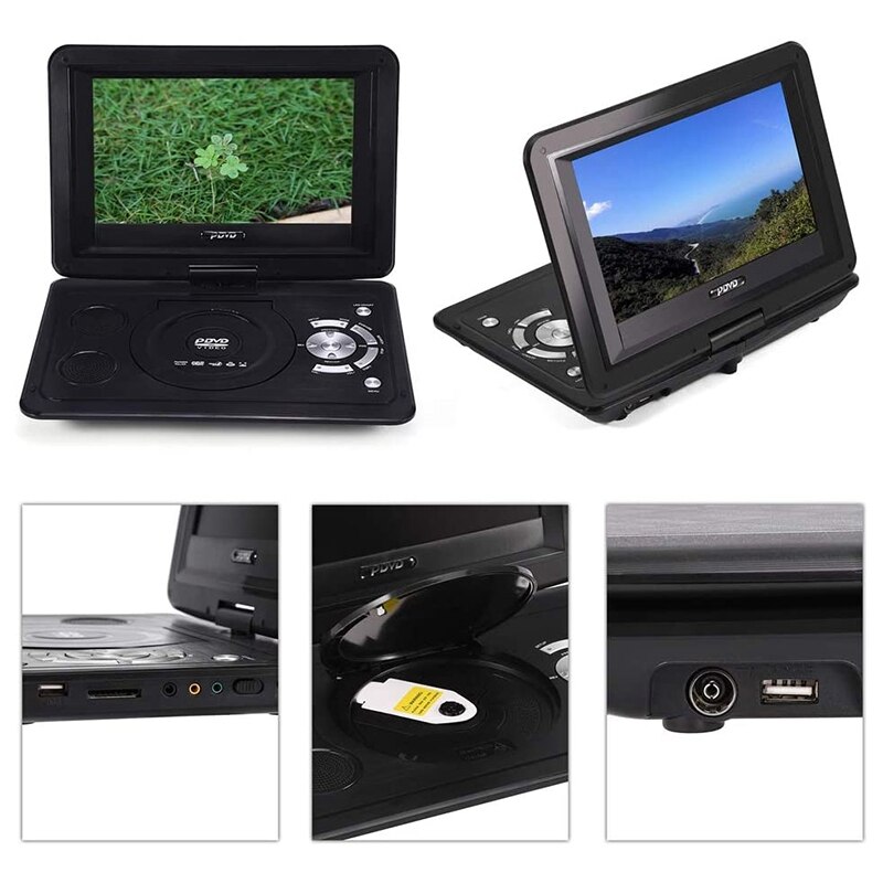 13.9 Inch HD Portable DVD Player, MP3/CD/TV Game Player with Swivel Sn Supported SD Card FM Radio Receiver-EU Plug