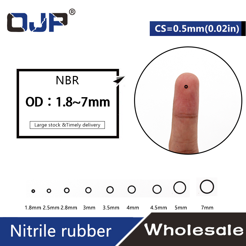 30 Stks/partij Rubber Zwart Nbr Cs 0.5Mm Dikte OD1.8/2.5/2.8/3/3.5/4/4.5/5/7Mm Horloge Oring Pakking Waterdicht Nitril Rubber Oring
