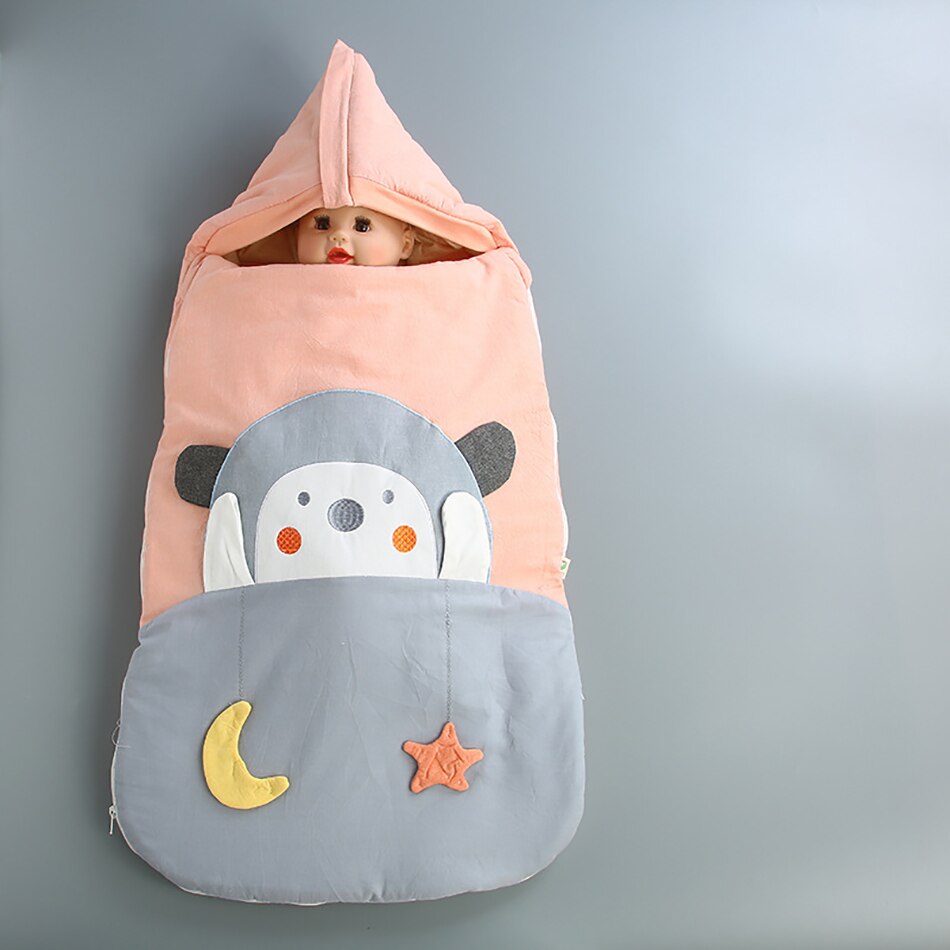 Baby Slaapzak Envelop Voor Ontlading Babyslaapzak Geïntegreerde Winter Dikkere Cartoon Katoen Anti-Kick Baby Deken