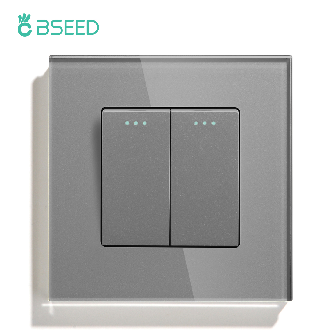 BSEED – interrupteur poussoir mécanique pour applique murale, 1/2 gangs, 1 voie, bouton de commutation à rebond automatique avec cadre en verre, 250V: YELLOW