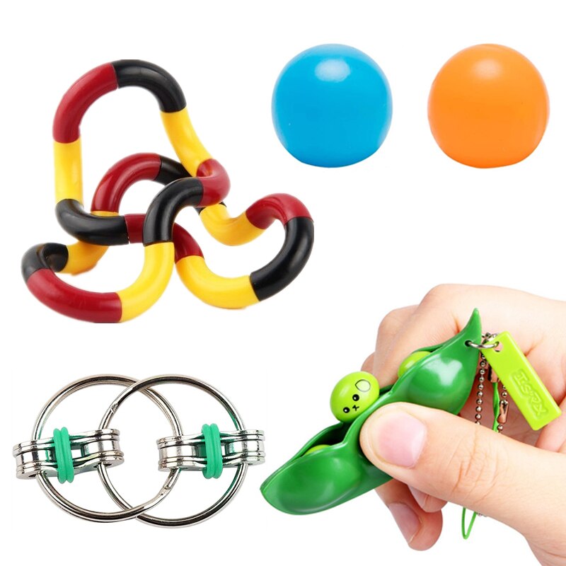 4/5/6 Pcs Fidget Toys Set Squishy Squeeze Sensory Anti Stress Relief Pop Toy Bike Chain Wist Decompression Toy For Adult Kids: Style C