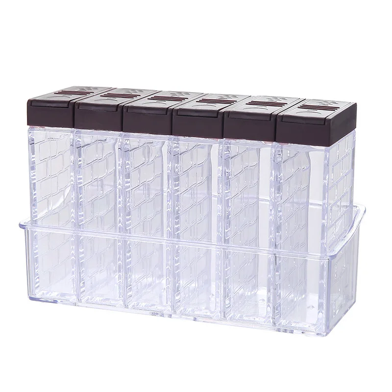 Juego de 6 unidades de almacenamiento de especias, tarro de especias, caja de condimentos, contenedor rociador de sal y pimienta, herramientas para botellas de almacenamiento de especias de cocina JU31804: Gris claro
