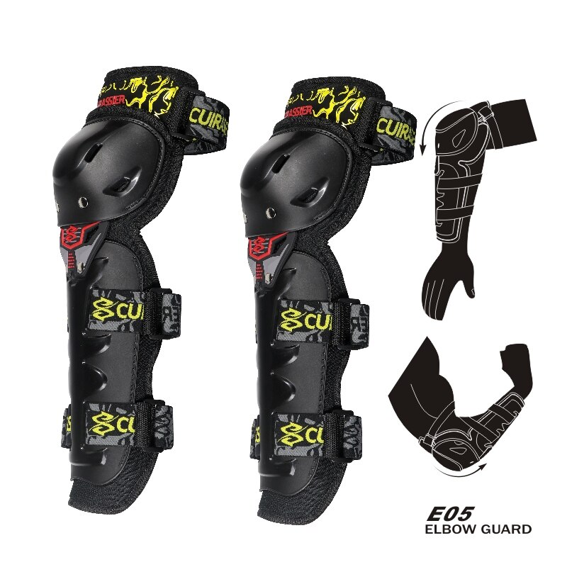 Motorcykel knäskydd cuirassier skyddande knäskydd skydd skoter motorcykel racing mx skydd skydd armbågsskydd skydd: E05- gula