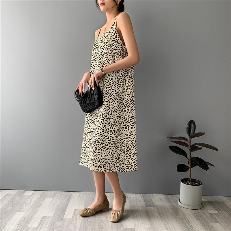 Nachthemden Vrouwen Sexy Nachtkleding Mouwloze Leopard Casual Losse Chic Zomer Lange Stijl Ins Harajuku Koreaanse Mode Comfort