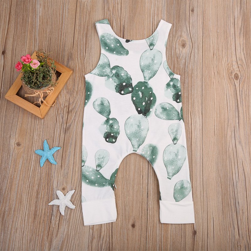 Cute Lovely Infant Baby Girl Boy Sleeveless Cactus Printed Romper Adorable Cotton Soft Casual Jumpsuit Outfit One Piece Sunsuit