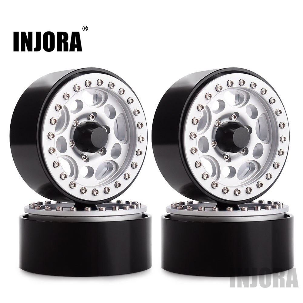 INJORA 4pz Metallo 1.9 Beadlock Ruota orlo centro per 1:10 RC cingolato assiale SCX10 SCX10 II 90046 AXI03007 D90 d110 MST: 04SR