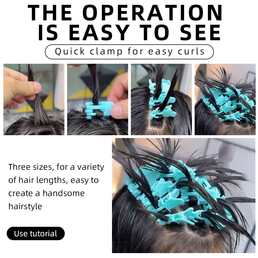 25Pcs Reusable Hair Perm Clips for Men Curl Styling Hook Loop Hair Rollers Barbershop Tools Short Hair Perming Accessory