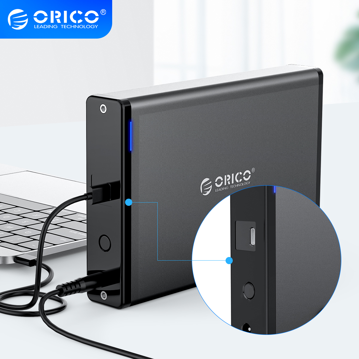 Orico 3.5 Inch Hdd Case Type C Harde Schijf Behuizing Sata Naar Usb 3.1 Externe Harde Schijf Reader Voor 2.5/3.5 ''Hdd Ondersteuning 16Tb