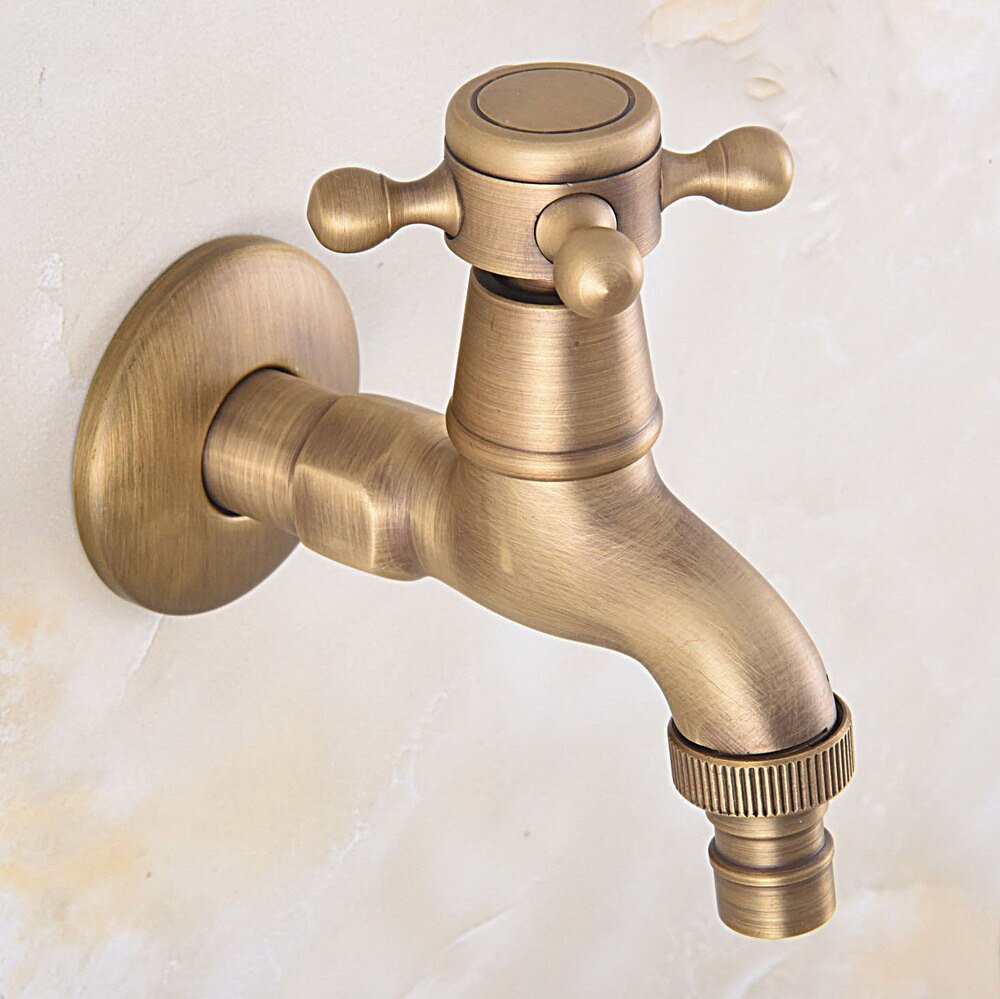 Wall Mount Garden Washing Machine Water Tap Antique Brass Faucet Mop Pool Faucet Bibcocks Cold Water Tap Zh007