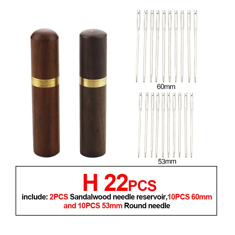 DIY leather sewing needle knitting flower needle household stainless steel hand sewing needle embroidery tool leather sewing set: H 22PCS
