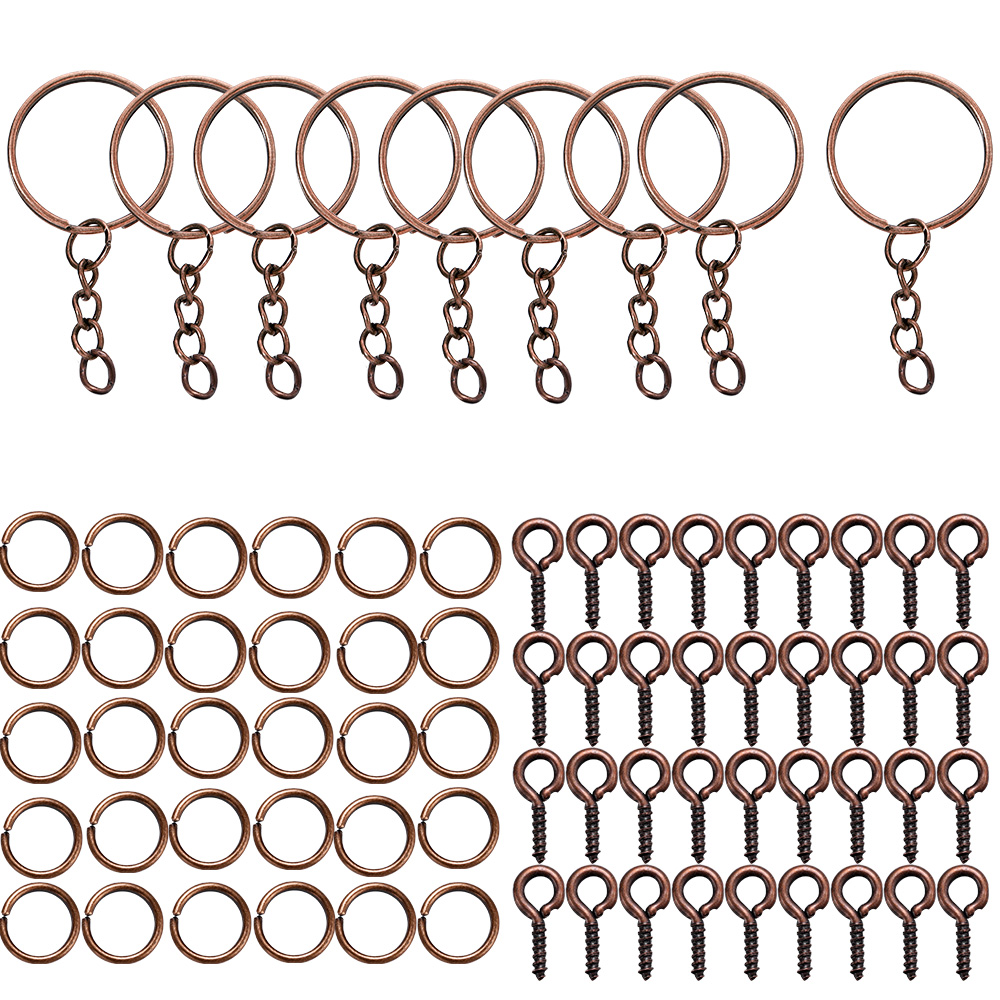 110/220pcs/Set Keychain Open Jump Rings Eye Pins Jewelry Making Accessories Kits for DIY Epoxy Resin Key Chain Key Ring Pendants: 8 cm / Red