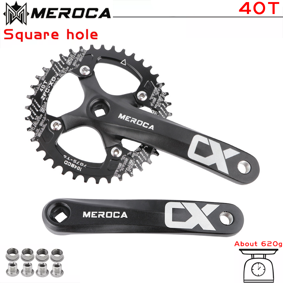 MEROCA Bicycle Crank Chainwheel 104BCD MTB Bike Crankset Aluminum Alloy with Bottom 170mm Crank Black 32/34/36/38/40/42T Plate: Light Grey