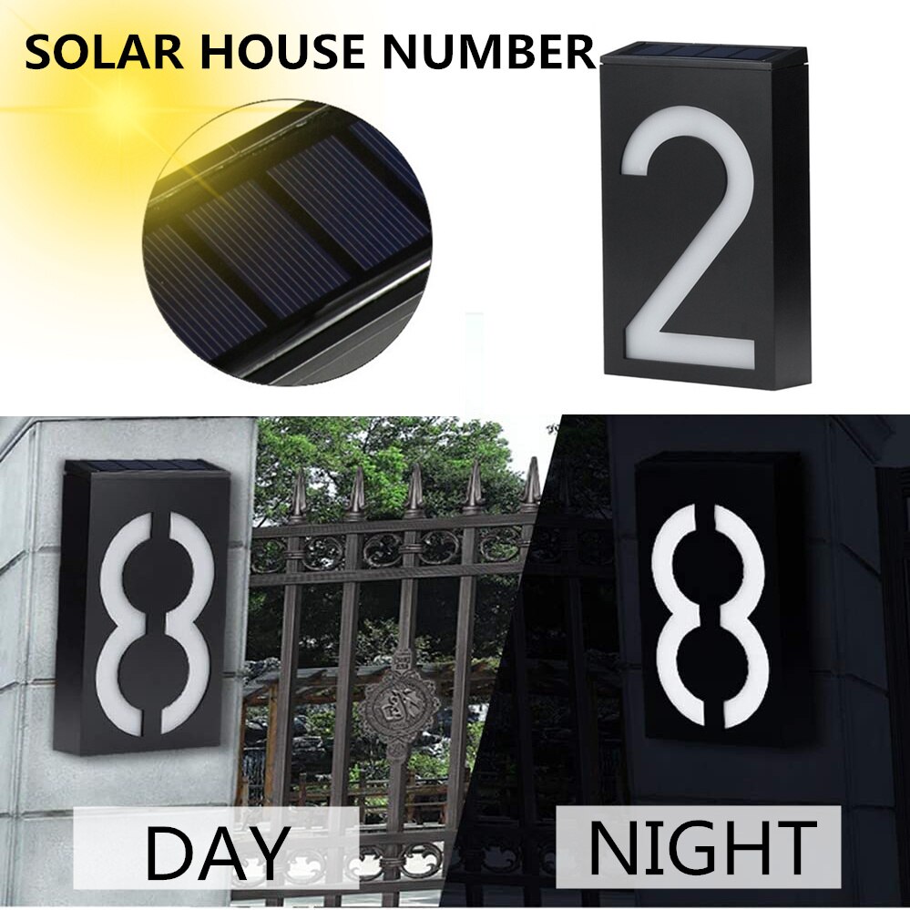 led solar lamp outdoor waterproof House Numbe Address Sign Solar Light Exterior House Number Doorplate Digital Flat Number