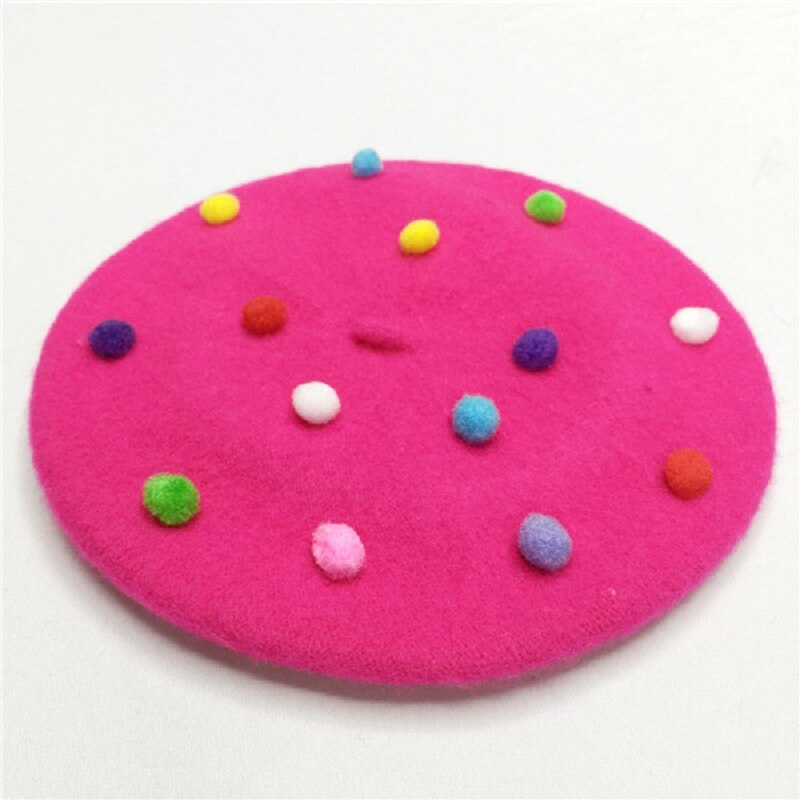 Chapéus de lã para meninas, chapéu de pompom de inverno para crianças de 3-6 anos: Rose Red