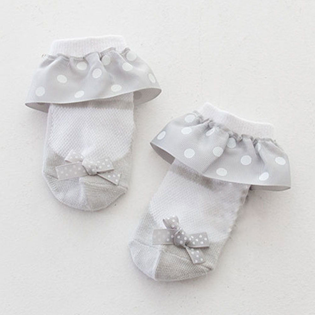 1 paar katoenen prinsessensokken met stippenprint en strik voor babymeisjes, herfst/winter antislip katoenen prinsessensokken
