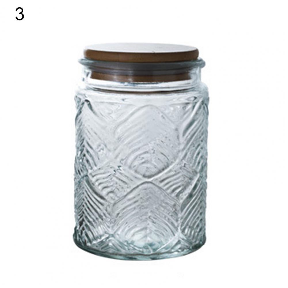 700ml Glass Sealed Jar Kitchen Storage Container Mason Jars with Wood Lid Glass Jar Clear Pasta Airtight Canister Food Storage: 3