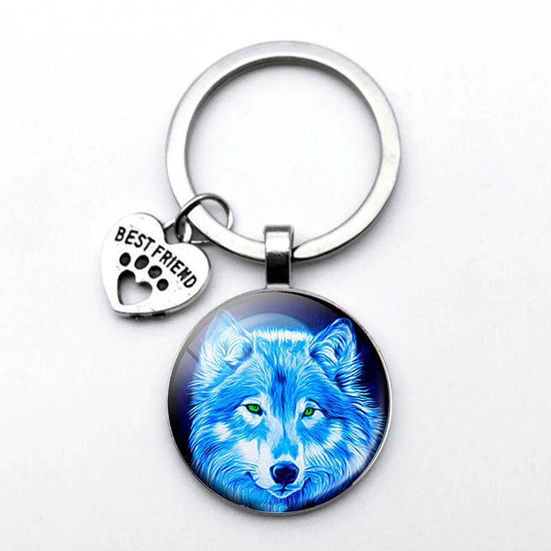 Porte-clés loup dans la nuit, porte-clés tête de loup, bijoux pour hommes,