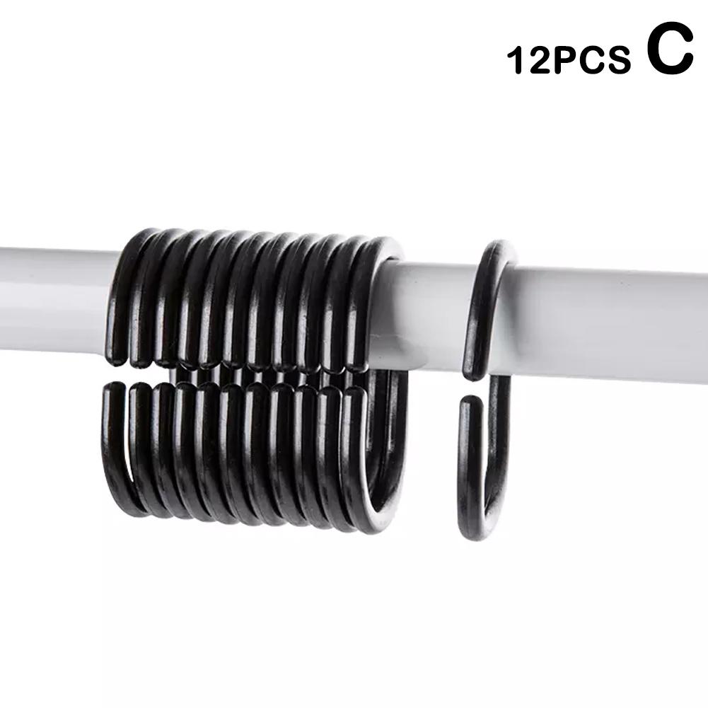 12 Stuks Plastic C Type Douchegordijn Haak Hanger Bad Laken Lus Clip Glijden Handige Vervanging Badkameraccessoires: Rood