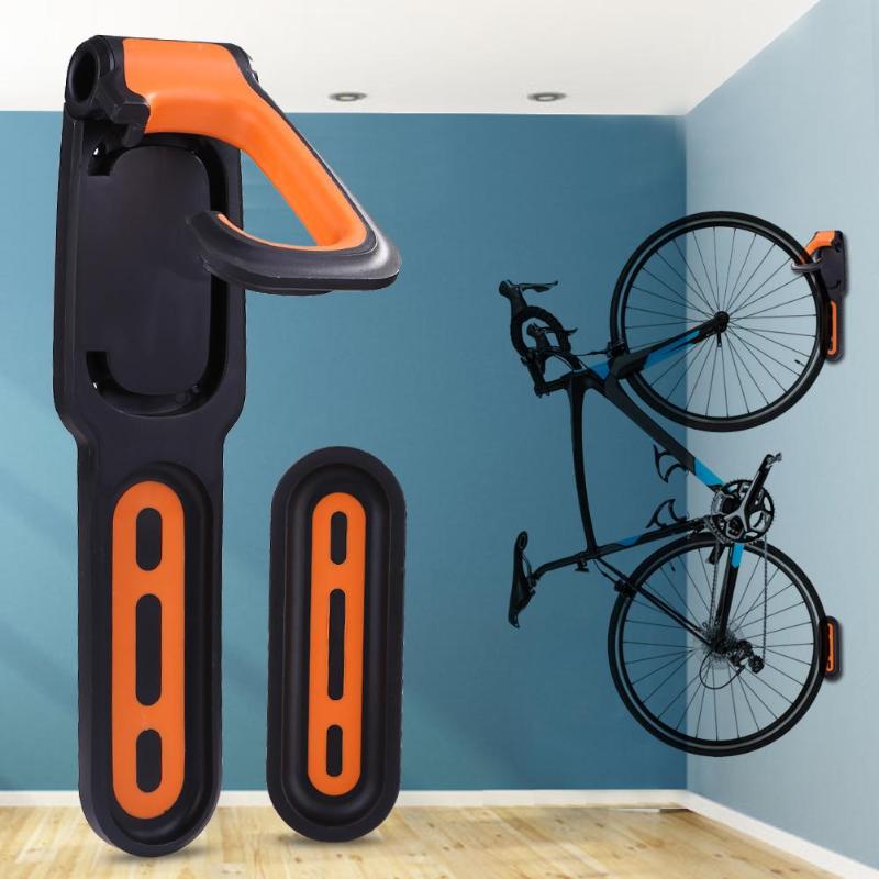 Fiets Parking Rack Gesp Fiets Ondersteuning Bike Stand Holder Wall Mount Fietsen Display Mtb Verticale Fiets Accessoires: black orange