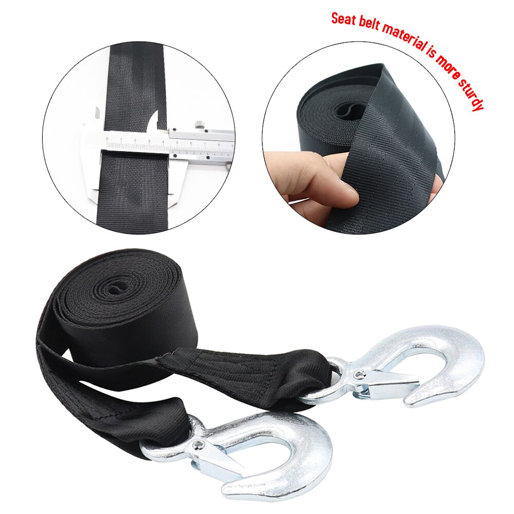 4 Tons 4 Meter Towing Winch Universal Flsorescence Car Tow Cable Towing Strap Rope with Hooks