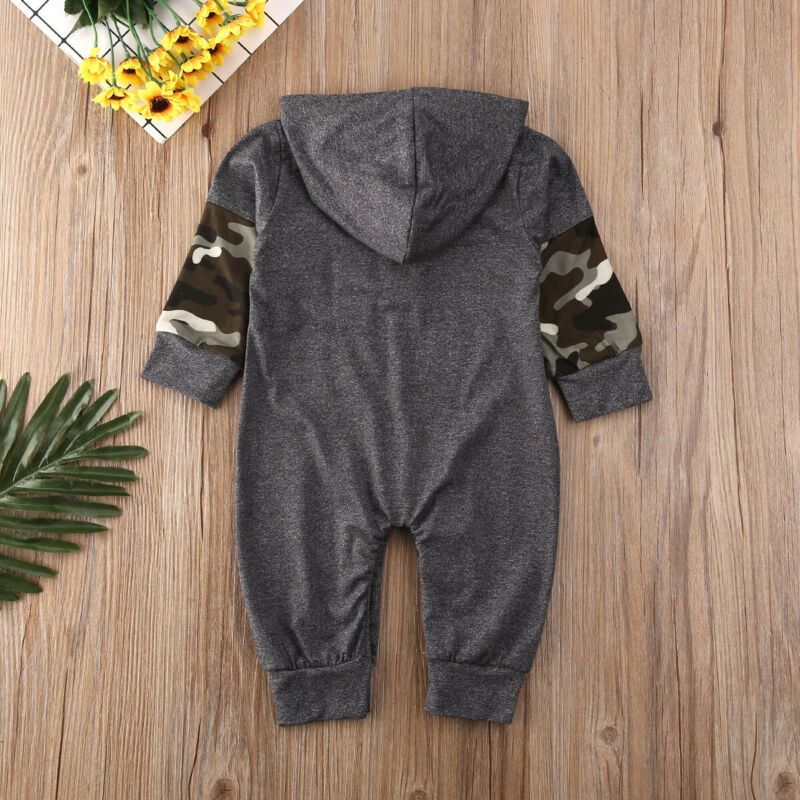 Baby Spring Autumn Clothing Newborn Infant Baby Boy Girls Kid Camouflage Long Sleeve Hooded Button Pockets Romper Winter Warm
