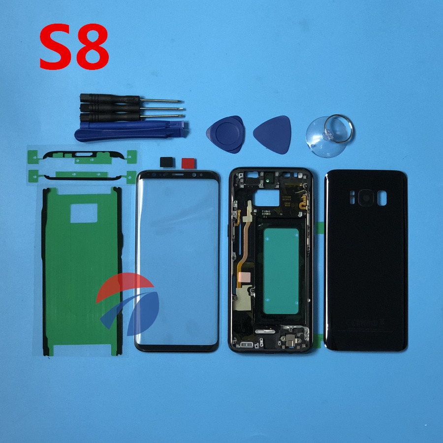 Full Housing Cover Case Chassis Middle Frame Bezel Battery door + Front Glass Lens + tools For Samsung Galaxy S8 G950 G950F