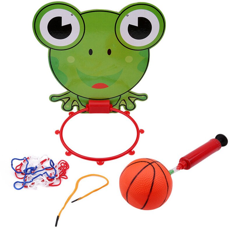 Indoor Adjustable Hanging Basketball Netball Hoop Portable Plastic Mini Basketball Box With Ball Children Kids Game: frog