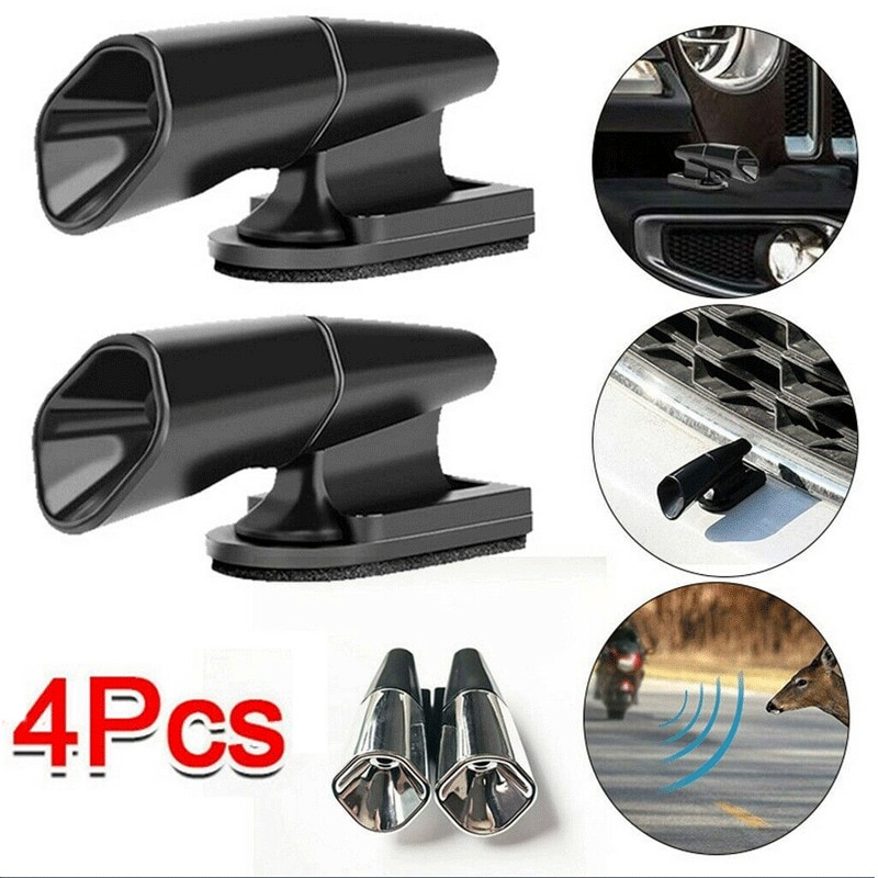 4 Silbatos de advertencia ultrasónicos de ciervos para coche, repelente de animales, dispositivo de alerta de seguridad automático