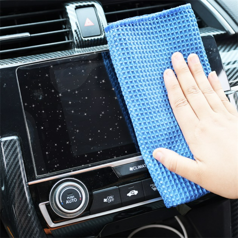 Toalla para lavado de coches, limpieza de vidrio, secado de agua, toallita de microfibra para limpieza de ventanas, tejido de gofres para cocina, baño, hogar y oficina