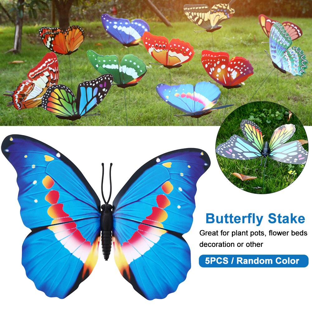 5 stücke Simulation Handwerk Hof 3D Rasen Garten Ornament Pflanze Dekor Bunte drinnen draussen Universal- DIY Hause Schmetterling Einatz