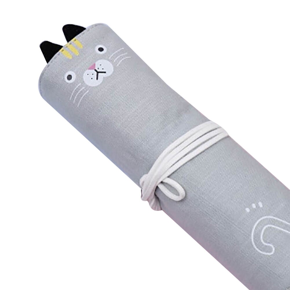Canvas Roll Etui Student Pen Box Zak Stationery Potlood Tassen Opslag Pouch Materiaal Escolar Чехол Для Карандашей: Grey