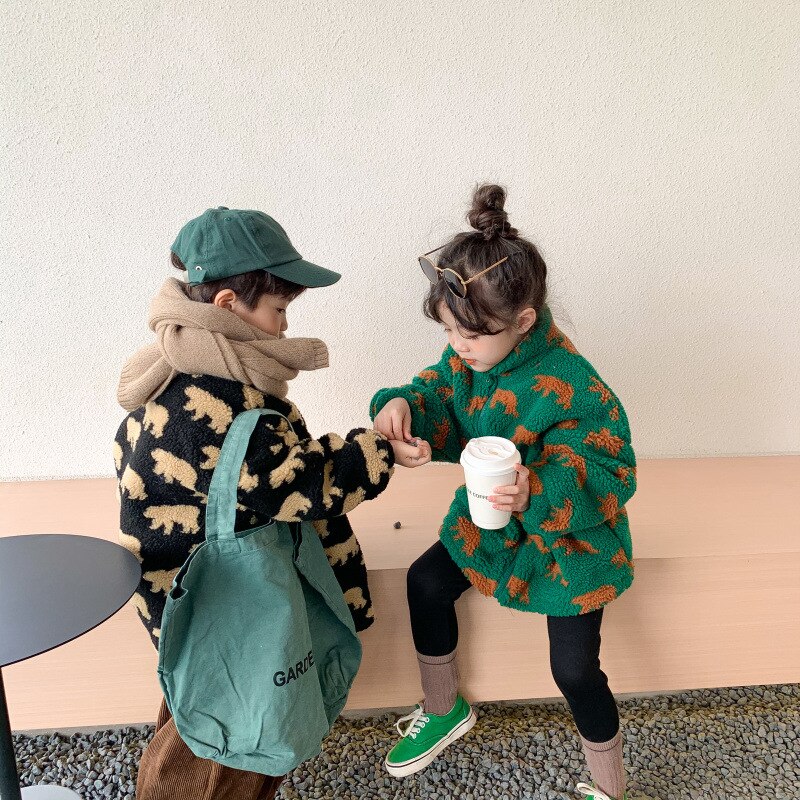 Abrigo grueso de lana con cremallera para niños, ropa de para niñas de 1 a 9 años, coreana, invierno, 7511G,