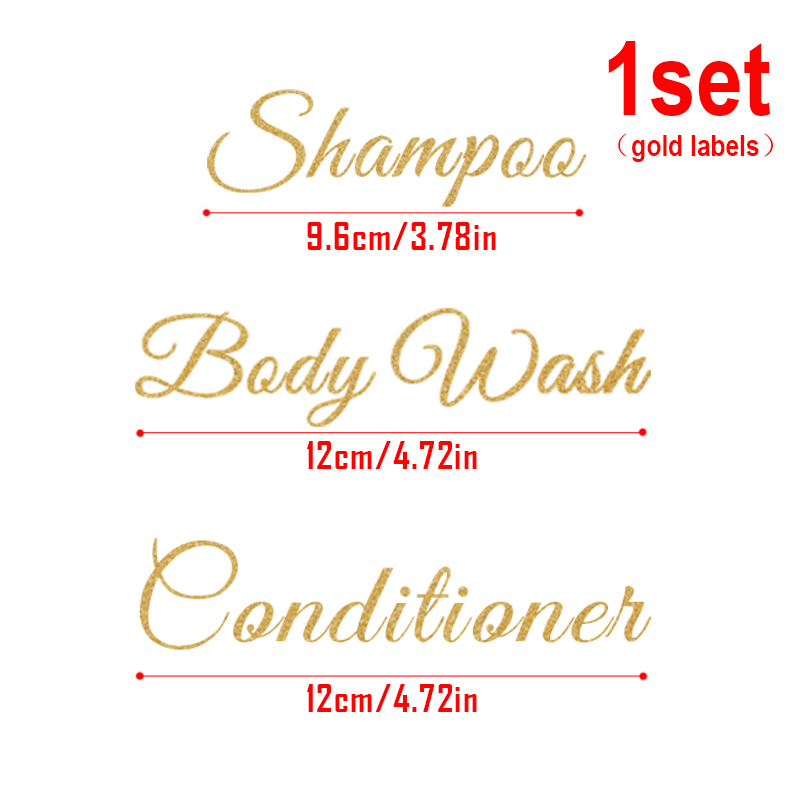 Sæbedispenser flaske vandtætte etiketter shampoo balsam bodywash aftagelig etiket klistermærke til badeværelse: Guld etiketter