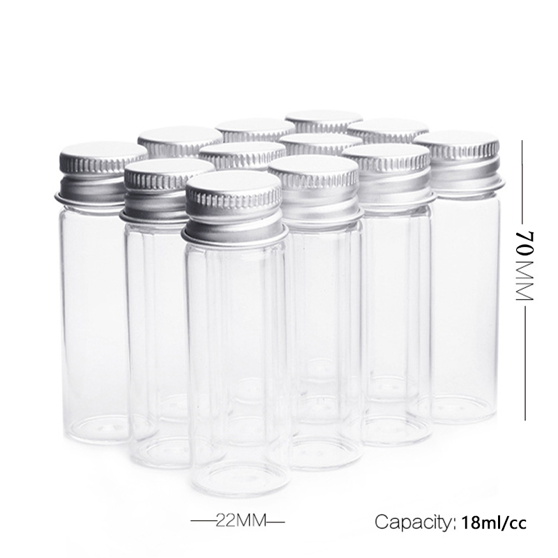 5Pcs Small Glass Jars Silver Screw Cap storage mini Glass bottle Test TUBE Vial Tiny Container DIY Wedding Home Decoration: 18ml