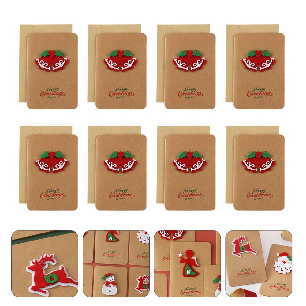 8Sets Kerst Wenskaart Met Envelop 3D Zegen Kaart Willekeurige Kleur Stijl