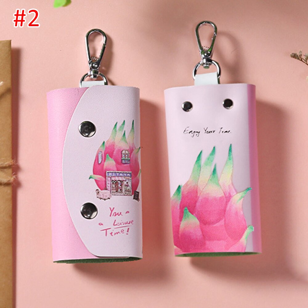 Puimentiua Animals PU Leather Key Holders Bag Case Cover Women Cute Car Keychain Fameal Key Keychain Ring Pouch Case Bags