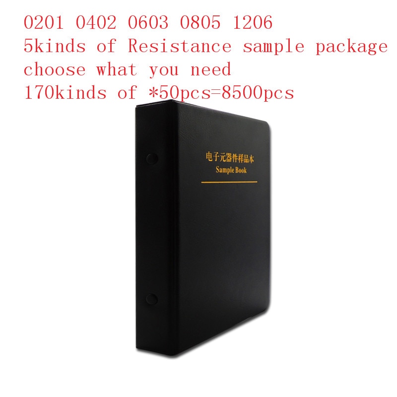 0201 0402 0603 0805 1206 1% 0R-10M SMD Resistor 170 Values*50pcs/each=total 8500pcs Resistance Component Package Sample Book