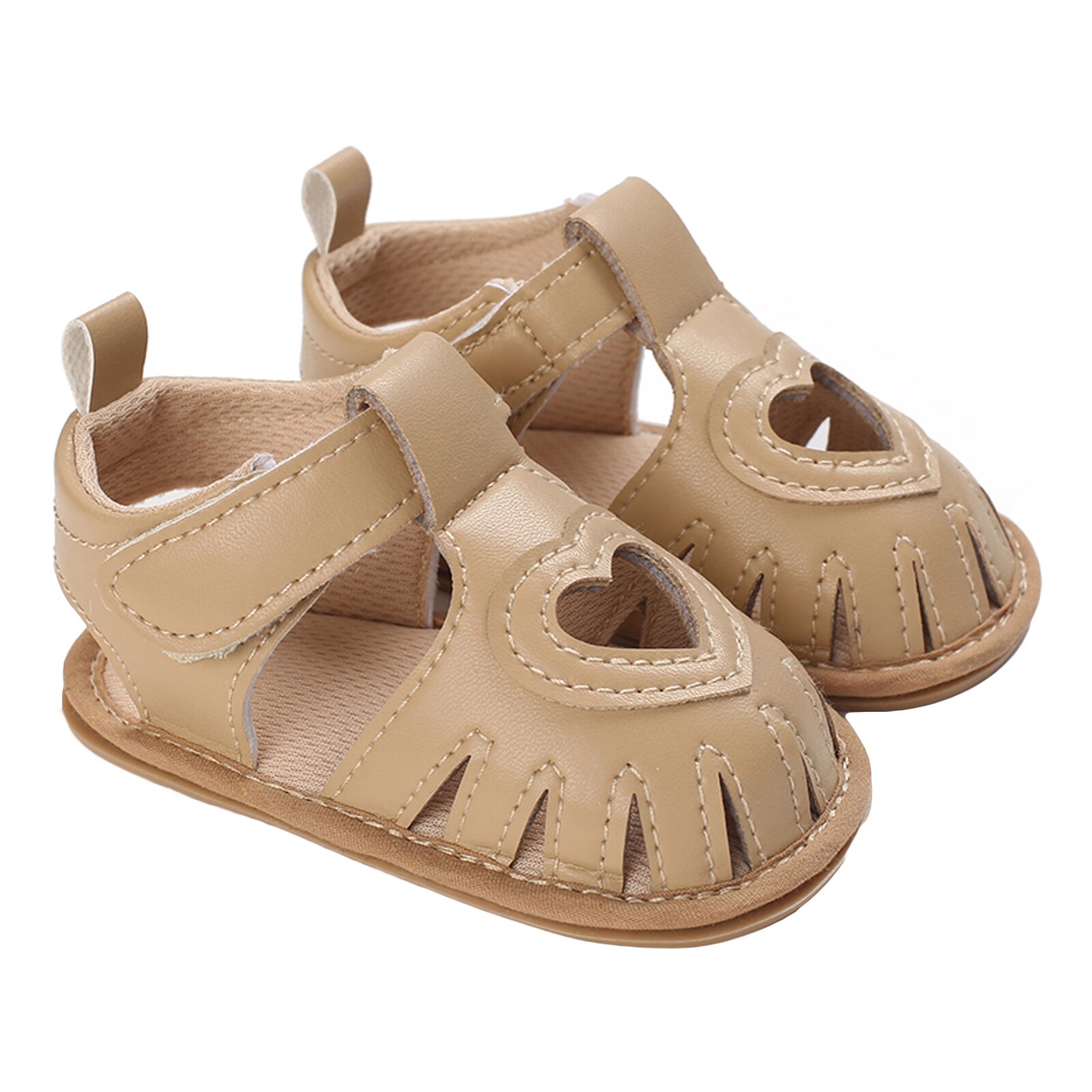 Toddler Baby Summer Sandals Solid Color Heart-shaped Cutout Soft Sole Girls Boy Beach Sandals 0-18Months: E / 0-6 Months