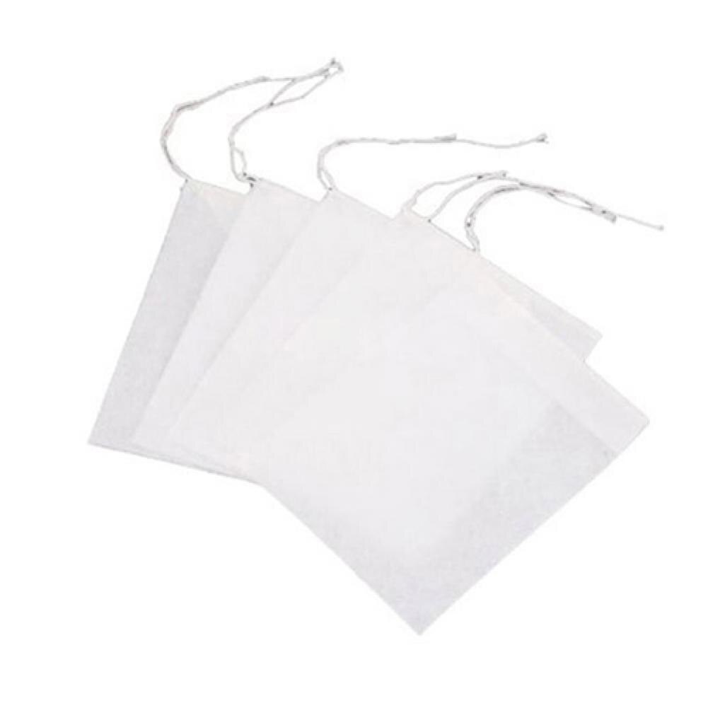 Sacos de té vacíos blancos no tejidos, filtro de cadena de papel, bolsa de té suelto para hierbas, 100 Uds.