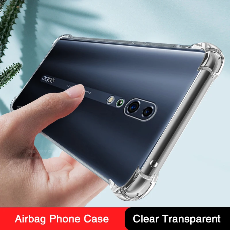 Carcasă de telefon transparentă din silicon moale pentru oppo reno 2, reno 2 z f 2z 2f 10x , zoom ace ace 2 6.4 5g, airbag, carcasă spate transparentă rezistentă la șocuri