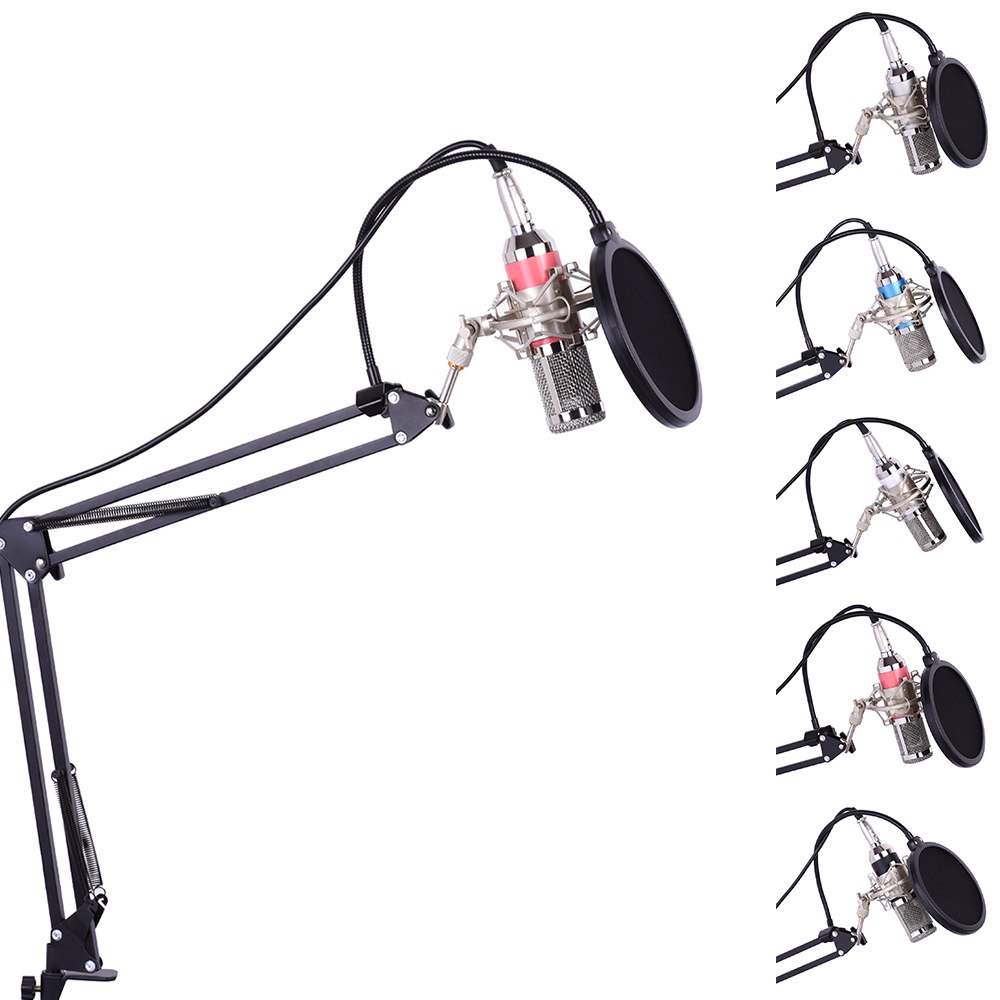 Estúdio profissional Microfone Condensador Broadcasting Gravação Mic Set Kit 3.5 milímetros